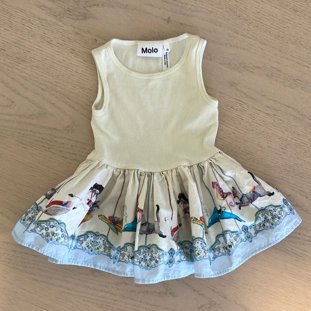 Molo Cream Dress with Carousel Print
